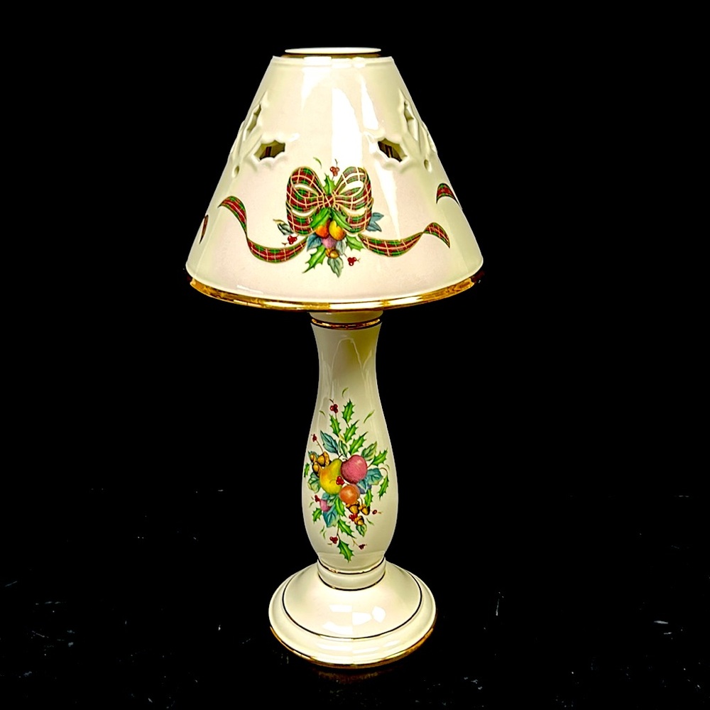 Vintage 13.5” candlestick lamp by LENOX in the Holiday Tartan “pattern